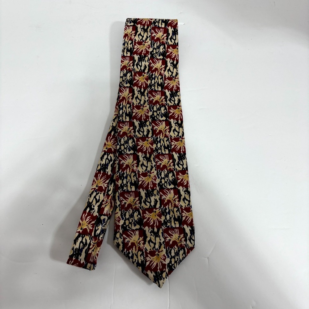J. Garcia Men's Neck Tie 100% Silk Abstract Art Red Black Designer‎ Formal Wear